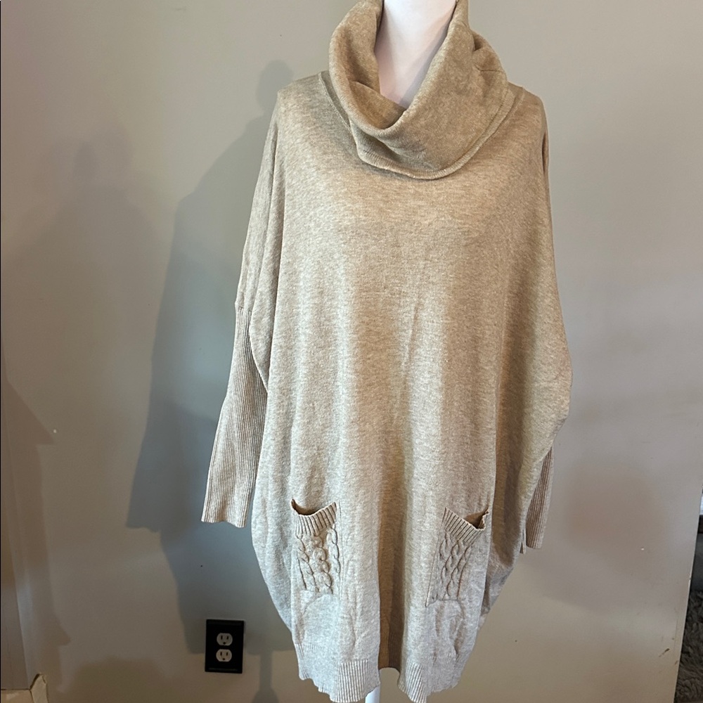Simply Couture Beige Cowl Neck Sweater